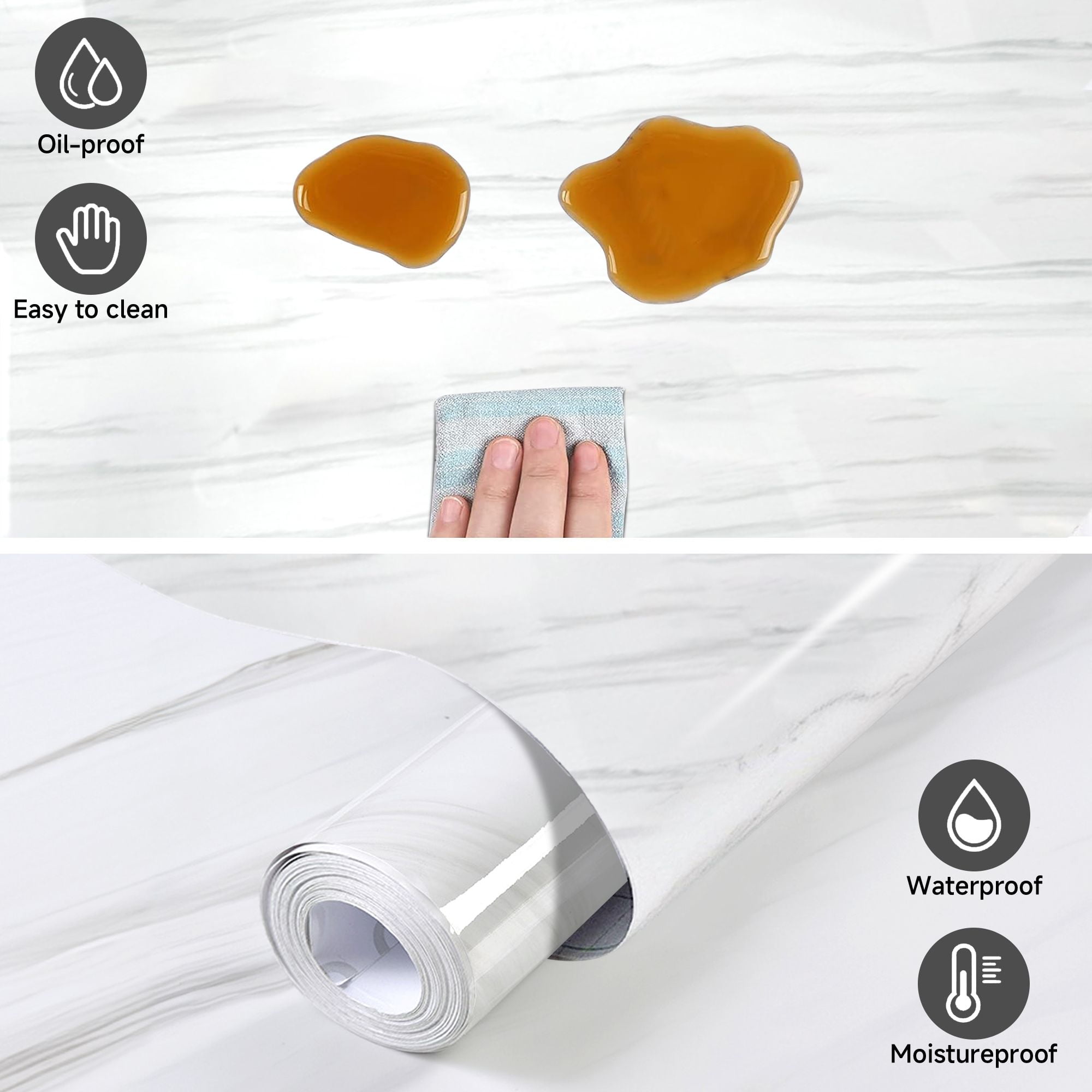 Brochao 15.7x118"Marble Peel and Stick Wallpaper Living Room Bathroom Contact Paper Thick Removable Kitchen Wall Paper for Old Furniture