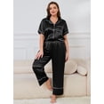 thumbnail image 4 of ebukurty Plus Size Pajama Sets for Women 2 Piece Short Sleeves V-neck with Pockets Black Sleepwear, Sizes 1XL-4XL, 4 of 6