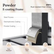 7-Piece Outdoor Patio Dining Set with Swivel Cushioned Chairs & 6 Person Table, All Weather Metal Steel Furniture, Black & Beige