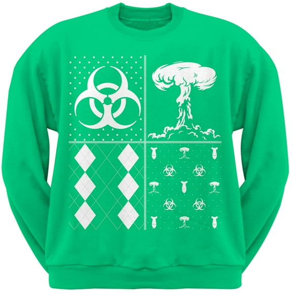 Biohazard Festive Blocks Ugly Christmas Sweater Green Adult Sweatshirt - Small