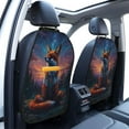 thumbnail image 3 of Naloa Starry Sky Meditating Fox 2Pcs Anti-Kick Back Seat Cover Kick Mat, Car Seat Protector with 3 Storage Pockets, 3 of 8