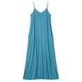 thumbnail image 4 of Karymi Sundress Solid Color Maxi Dress, Casual V-Neck Spaghetti Strap Loose Long Dress with Side Pockets, Flowy Sleeveless Summer Cami Dress Dresses for Women, 4 of 5