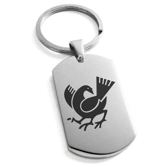 Stainless Steel Yata Crow Kamon Crest Engraved Dog Tag Keychain Keyring
