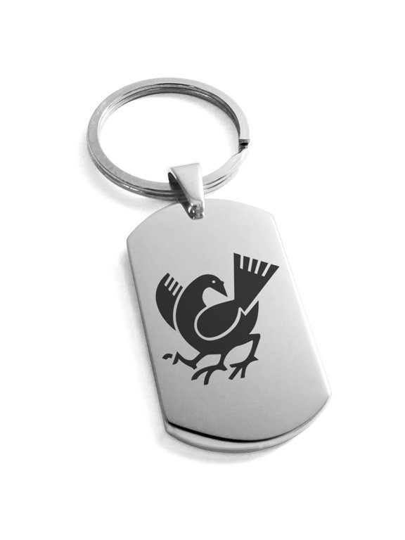 Stainless Steel Yata Crow Kamon Crest Engraved Dog Tag Keychain Keyring