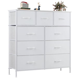 edx 9-Drawer Fabric Storage Dresser, White