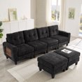 thumbnail image 5 of Harper & Bright Designs Modular Sectional Sofa Set with 2 Ottoman, 4-Seat U-Shaped Couch with USB Ports and Side Tables, Chenille Upholstered Sectional Sofa for Living Room, Black, 5 of 11