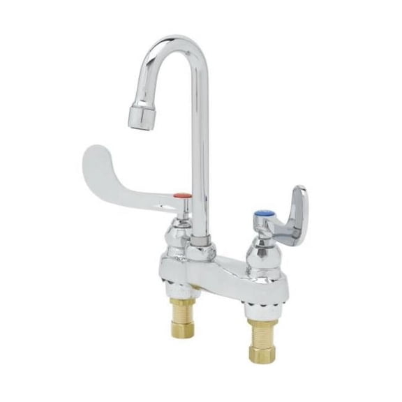 T And S Brass B-0892-Qt-Ws 4" Centerset Faucet, Swivel Gooseneck, 1/4-Turn Sc Eternas, 1.5