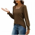 thumbnail image 4 of ZyeKqe Button down Shirts for Women 3/4 Length Sleeve Top Casual V Neck T Shirts Casual Loose Fitting Blouses, 4 of 5