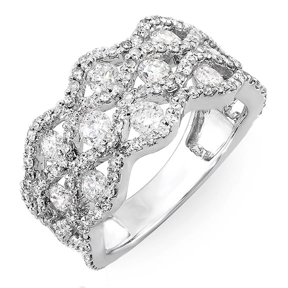 Dazzlingrock Collection 2.00 Carat (ctw) 14k Round Diamond Ladies Cocktail Right Hand Ring 2 CT, White Gold, Size 6