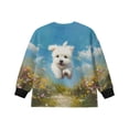 thumbnail image 5 of Xoenoiee West Highland White Terrier Flower Print Girls Loose Crewneck Sweatshirt Side Slit Long Sleeve Casual Pullover Drop Shoulder Sweatshirts for Teens Kids, 11-12 Years, 5 of 7