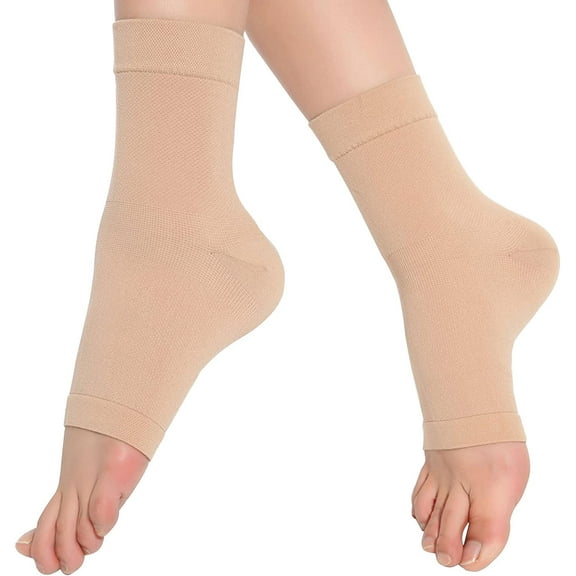 Medical Compression Breathable Ankle Brace. Elastic Thin Ankle Support. Pain Relief Ankle Sleeve for Unisex Ankle Swelling. Achilles Tendonitis. Plantar Fasciitis and Sprained - Nude.1 Pair