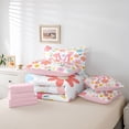 thumbnail image 6 of meiyoeat Girls Personalized Monogram M Gifts 7-Piece Twin Bedding Sets For Kids,Watercolor Kawaii Floral Bedding Comforter Set,pink Reversible, 6 of 7