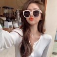 thumbnail image 1 of Gafas De Sol Cremosas Blancas Para Mujer Cuadradas De Marco Grande Negro Leopardo Gao Jiahui unisex, 1 of 2