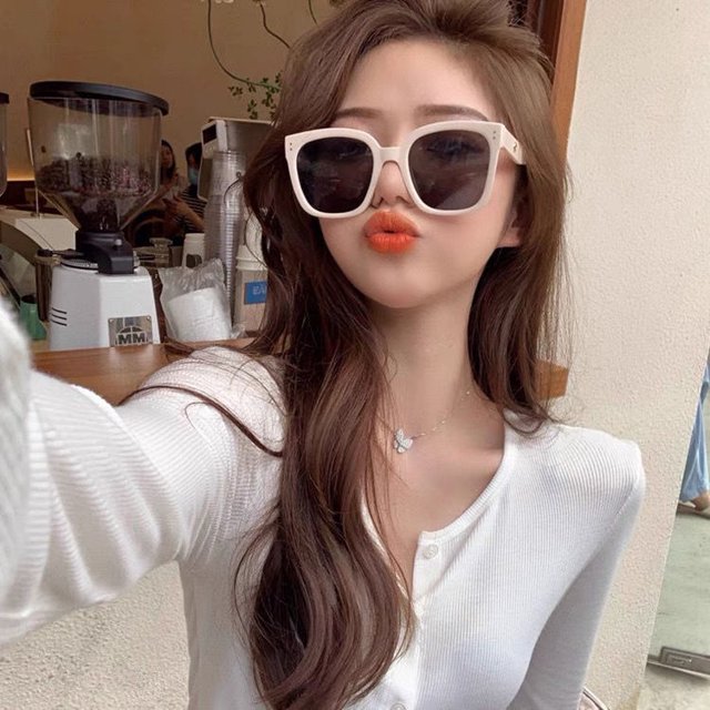 Gafas De Sol Cremosas Blancas Para Mujer Cuadradas De Marco Grande Negro Leopardo Gao Jiahui unisex