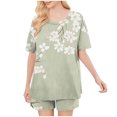 thumbnail image 4 of Conjunto de Pijama de las Mujeres de Moda Casual Color Sólido Casa Manga Corta Cuello Redondo Superior Y Pantalones, Ropa de Salón, 4 of 8