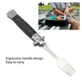 thumbnail image 3 of Folding Spring Fork, Ergonomic Handle Folding Spring Fork Utensil Black Wood  for Travel, 3 of 8