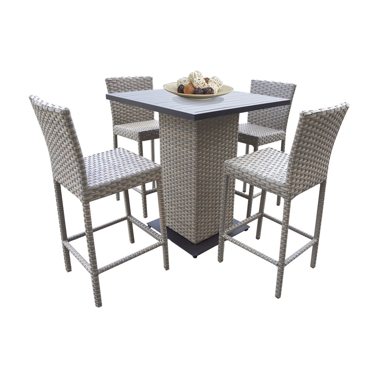 Tk Classics Florence 5 Piece Wicker Bar, Outdoor Wicker Bar Height Table And Chairs