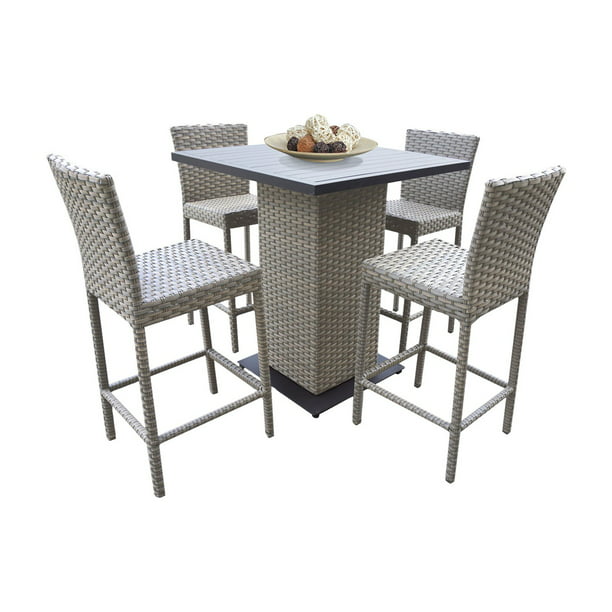 Wicker Bar Height Patio Dining Set, Wicker Bar Height Patio Table Top View