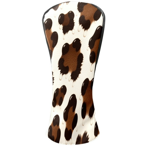 Golf Club Head Cover Waterproof Leather for Driver & Fairway Wood, Driver Headcovers, Golf Accessories for Men Women, Anti-Scratch, Golf Gift for Golfers, 1/3/5 Wood Cover Brown Leopard Print