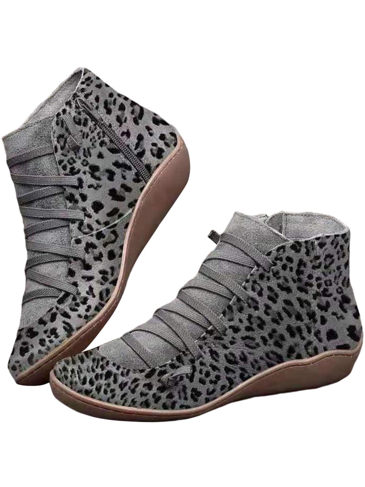Womens Wedge Boots Sneakers Fashion Perforated High Top Side Zipper Platform Leopard Snake Ankle Booties Flat Shoes 