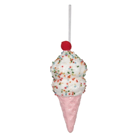 Vickerman 5.75" Pink Ice Cream Cone Ornament, 3 per bag.