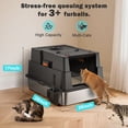 thumbnail image 4 of Stainless Steel Litter Box with Lid, Extra Large Enclosed Metal Cat Box, Front Entry Top Exit Kitty Litter Box with Litter Scoop and Litter Mat, Black, 4 of 9