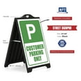 thumbnail image 3 of M&T Displays Black Street SignPro Board, Weatherproof A-Frame Sidewalk Curb Sign with 2 24x36 inch Matt Laminated Anti-Glare CUSTOMER PARKING ONLY Sticker Signs, Folding Portable Double Sided, 3 of 10