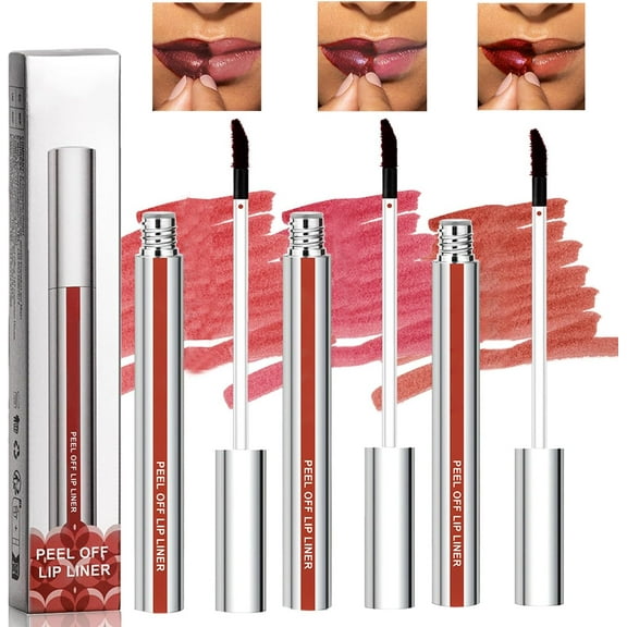 3PCS Peel Off Lip Liner Stain Set, Long Lasting Lip Stain Peel Off, Waterproof Matte Lip Liner Peel Off, Highly Pigmented Lip Tint, Easy Application Lip Stain Peel Off Tattoo Lips All Day Wear