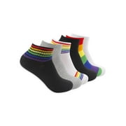 Steve Madden Women's Pride Quarter Socks, Rainbow Striped Patterned Multicolor Ankle Socks, 6 Pack