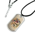 thumbnail image 2 of T-Rex Dinosaur Donut Ice Cream Funny Jurassic Junkie Military Dog Tag Pendant Necklace with Cord, 2 of 5