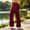 Wine womens pants 02, variant on MMJ Cargo Pants for Women Flare Leg High Waist Fleece Lined with Pockets Stretch Casual Trousers Full Length Comfortable Warm Outdoor Hiking Travel
