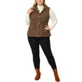 thumbnail image 2 of Agnes Orinda Women's Plus Size Sleeveless Anorak Cargo Coats Zip Button Drawstring Waist Vest Jackets 2X Brown, 2 of 6