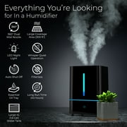 Everlasting Comfort 4L Cool Mist Humidifier for Bedroom, Black – Filterless, Quiet Ultrasonic Humidifier with Essential Oil Tray