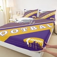 thumbnail image 3 of Feelyou Athlete Helmet Kids Queen Sheet Sets, Est Sleep Football Flat Sheet, Modern Soccer Sports Player Queen Fitted Sheet, Purple Gold Lightweight Room Decor, 4-Piece, 3 of 7