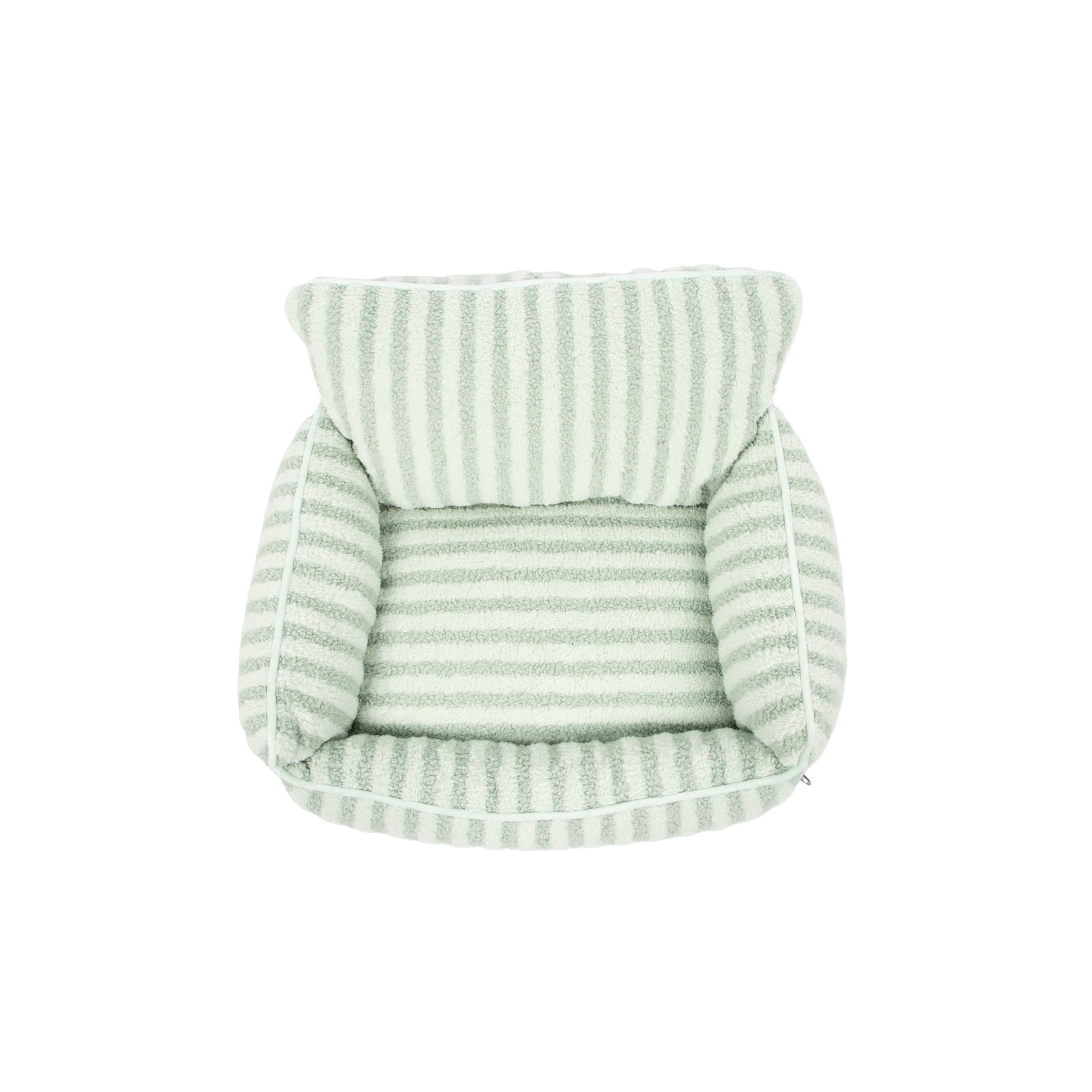 Oodles Striped Sherpa Sofa Lounger Pet Bed, Green, One Size, 27" x 21" x 15"
