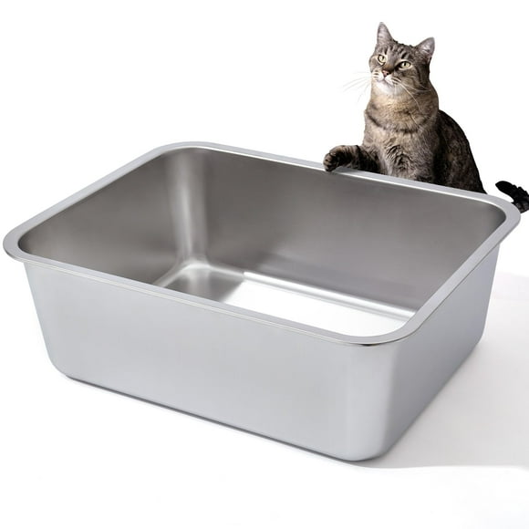 Bandeja higiénica LEGOURNS de acero inoxidable 45x35x15 cm para gatos