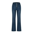 thumbnail image 4 of UYISJ Bell Bottom Jeans for Women Skinny Flared Jeans Elastic High Waisted Vintage Classic Stretchy Wide Leg Denim Pants Blue L, 4 of 9
