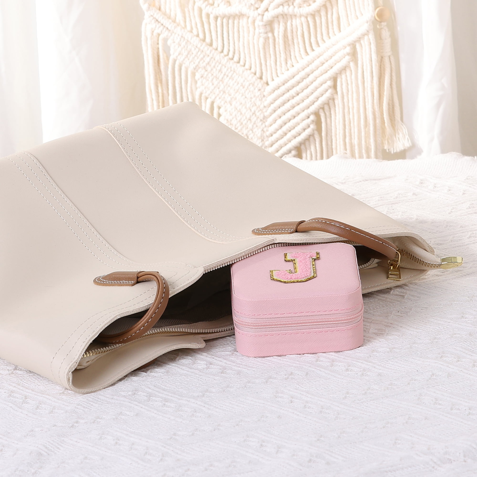 Unique Bargains Jewelry Box Small PU Leather Jewelry Organizer Case Storage Display Holder Pattern J