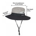 thumbnail image 3 of Womens UV Protection Wide Brim Sun Hats, Bucket Hat Wide Brim Quick Drying Breathable Packable Foldable Sunshade Sun Ponytail Cap, Gray, 3 of 5