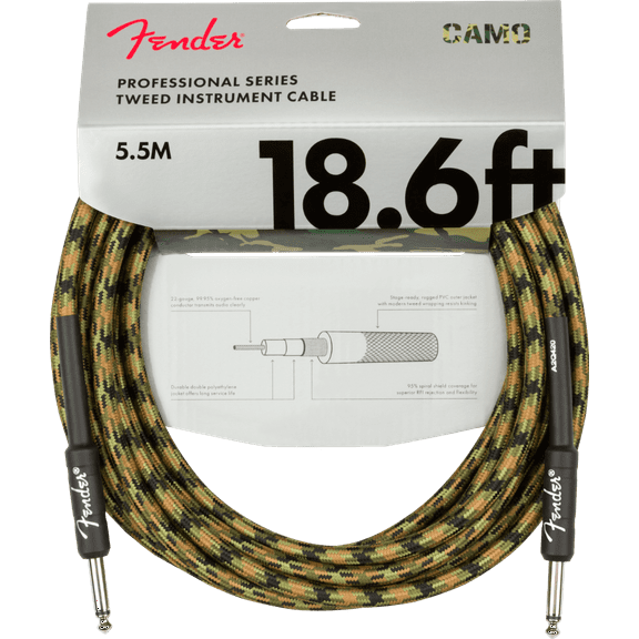 Genuine Fender® Professional Series Instrument Cable, 18.6', Woodland Camo