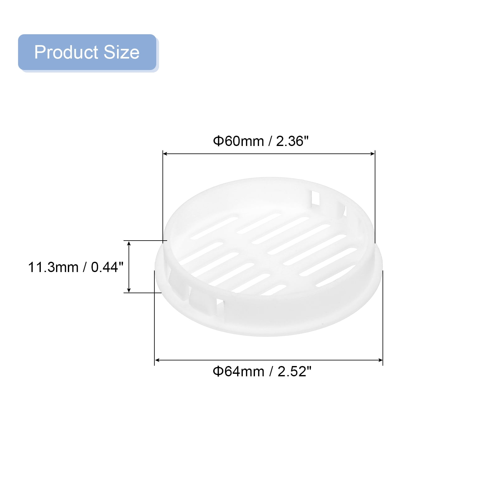 Uxcell 24Pcs 60mm/2.36" Circular Soffit Air Vents, Plastic Soffit Vent Cover, Round Mesh Hole Louver for Bathroom Kitchen Cabinet Wardrobe, White