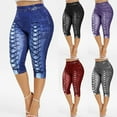 thumbnail image 2 of Women Fashion 3D Jean Print Capri Leggings Casual Yoga Pants Elastic Waist Skinny Pants, 2 of 2