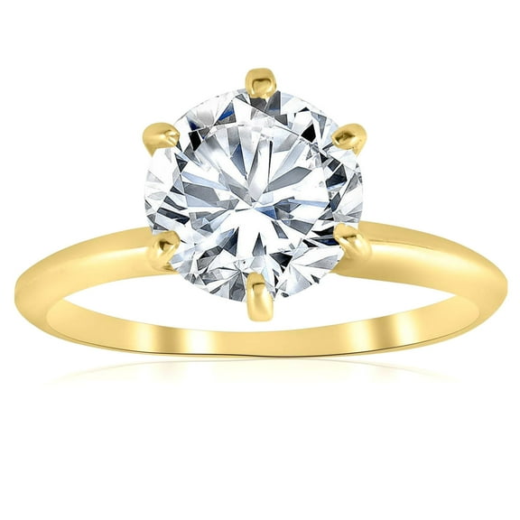 Pompeii Certified 3Ct Diamond Solitaire Yellow Gold Engagement Ring Lab Grown (GH,VS2-SI1)