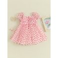 thumbnail image 5 of Musuos Baby Girl Valentine’s Day Dress 12 18 24M 3 4T Short Puff Sleeve Heart Print Tulle Dress Cute Princess Dress, 5 of 10