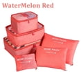 thumbnail image 1 of 6pcs Set Travel Storage Bags Suitcase Packing Set Storage Cases Portable Luggage Organizer Clothes Shoe Foldable Organizer WatermelonRed, 1 of 6