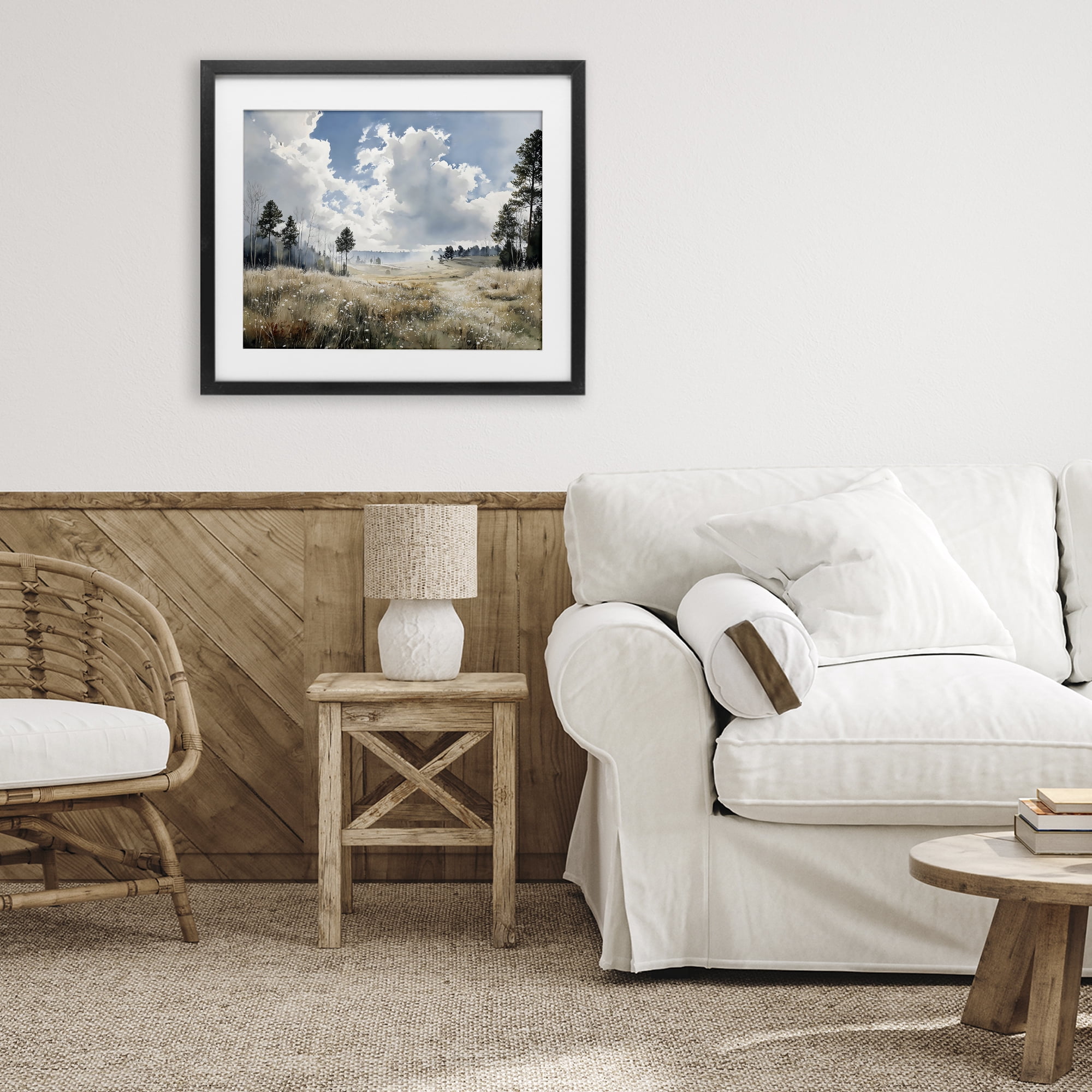 Stupell Industries Blue Kissed Landscape Black Framed Print Under Glass, design by Franklyn Gregory