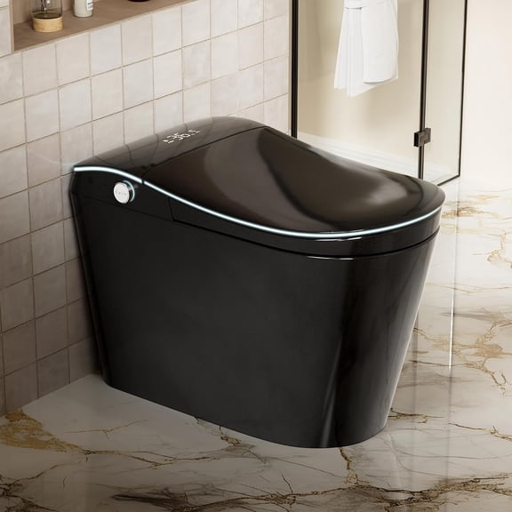 Smart toilet with bidet built in, Heated Seat,Female Cleaning, Warm Water & Dry Function, Modern Tankless Toilets, ADA Comfort Height Toilet, LED Display, Foot Sensor, 1.28GPF, 1000g MAP Flush