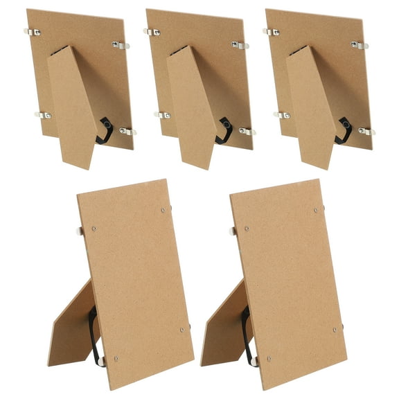 Uxcell Easel Back, Picture Frame Back Stand with Metal Hinges & Strap for 7" Photo Board 5 Pcs & Natural Wood