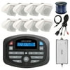 "Magnadyne SP1 AM/FM Bluetooth Car Audio Receiver, 8X LS3CMW 3"" White Ceiling/Wall Speaker, Enrock 4-Channel Marine Amplifier, Antenna - 40 "", 50 Ft 16-Gauge Speaker Wire, USB 3.5MM Aux Interface Mo
