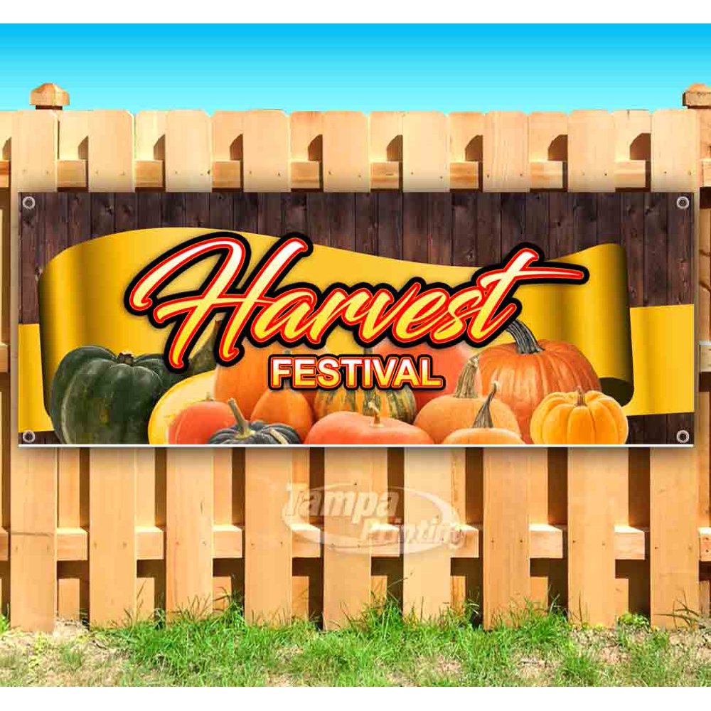 Harvest Festival 13 oz heavy duty vinyl banner sign with metal grommets